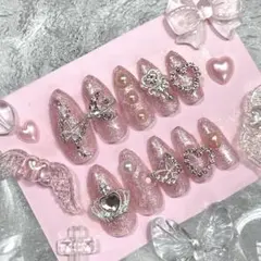 ネイルチップ　韓国　平成女児　ピンク 量産型 地雷系