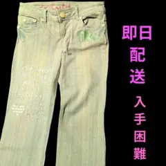 Tralala 刺繍入り ライトブルー デニムパンツ薄手素材・Y2Kのサムネイル