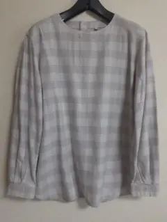無印良品 グレー系チェック Mサイズ 長袖トップス