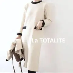 トータリテ＊もちもちブークレー バイカラーニットワンピース