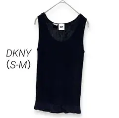 DKNY ダナキャランニューヨーク リブタンクトップ ブラック レーヨン 透け感