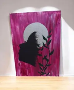 紫 本 モチーフ 原画 アクリル画 北欧 モダン インテリア