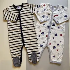 プチバトー　長袖ロンパース　カバーオール　2点セット　12m 74cm