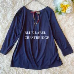 美品 ブルーレーベルクレストブリッジ カットソー チェック リボン 長袖 40