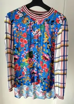 ZARA WOMAN 花柄＆チェック長袖プルオーバー Sサイズ