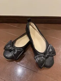 ZARA ザラ フラット バレエシューズ リボン 黒35