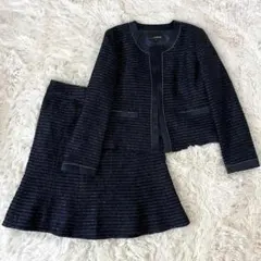 美品 22OCTOBRE ラメツイードセットアップ 大きいサイズ 上44下46