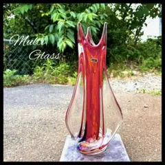 マルティグラス＊フラワーベース＊ガラス花瓶＊ピンク系＊＊ヴィンテージ＊昭和レトロ