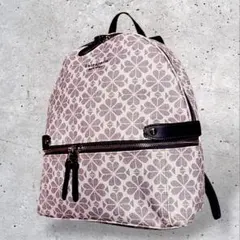 ケイトスペードニューヨーク　リュック　フラワージャガード　ピンク　ワイン