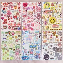 【おすそ分け】 平面シール大量 6色セットまとめ売り 平成ファンシー