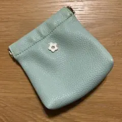 MARY QUANT マリークワント バネ口ポーチ 水色 ミニポーチ ブルー 花