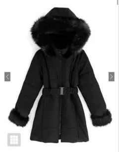 ベルト付きファーダウンコート ブラック Sサイズ GRL