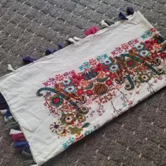 花柄刺繍フリンジストール