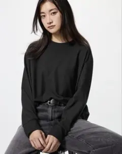 UNIQLO ソフトニットフリースクルーネックT ブラック　Mサイズ