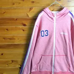 adidas　アディダス　フード付き トラックジャケット　パーカー　O　Ⅼ　赤