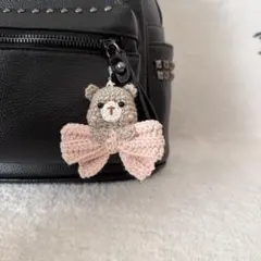 くま リポン あみぐるみ キーホルダー チャーム ストラップ