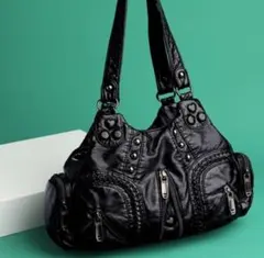 レザーショルダーハンドバッグ フェアリーグランジ Y2K ポケット