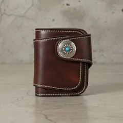 二つ折り財布 ヌメ革 リベット バイカー 本革 アメカジ 古着 kp11-9