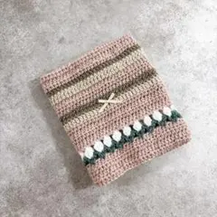 かぎ針編み　ブックカバー　文庫本サイズ　ハンドメイド　チューリップ