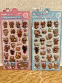 日焼けキティ　リリーフステッカー 2シートセット／ボンボンドロップ風シール