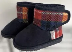 ハリスツイード　子供　ブーツ　14センチ　ムートン　ショートブーツ