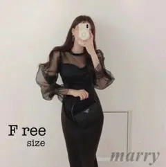 冬 新品 結婚式 二次会 マーメイドドレス ロング 黒 体型カバー ワンピース