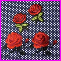 ４枚セット ローズ レッド アイロン ワッペン バラ 薔薇 赤色 リメイク 手芸