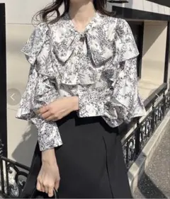 NICE CLAUP 2wayボウタイブラウス　ホワイト　※ほつれあり