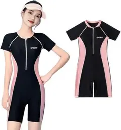 レディース水着 半袖 ワンピース M