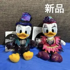 新品 ディズニー ハロウィン 2021 ぬいぐるみバッジ ドナルド デイジー