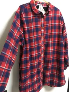 新品★モコモコ/ネルシャツ/4L/チェックシャツ/5L/6L/赤/シャツ