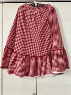 赤白のギンガムチェックスカート　レース