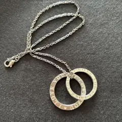 シルバー ダブルリングネックレス I LOVE YOU