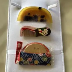 かづら清老舗 つげの櫛3寸桜 ちりめんケース＋つばき油（ヘア
