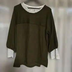 オリーブ色ニットチュニック