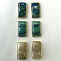 5702 ブルーブラッククラック、ブルーストライプとホワイトストライプのピアス