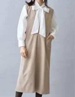 未使用　&. NOSTALGIA キーネックレイヤードワンピース