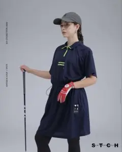 cph/golf Sサイズノースリーブ モックネック ワンピースネイビーS