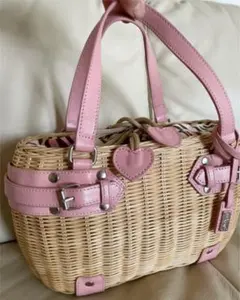 【銀座かねまつ】上質レザー×かごバッグ 大人可愛い 希少デザイン