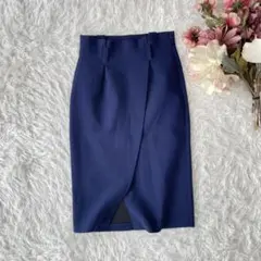 ZARA WOMAN ラップタイトスカート（XS）ブルー系　美シルエット