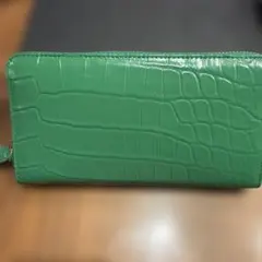 クロコダイル 長財布 ラウンドファスナー グリーン
