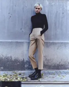 ZARA ザラ ハイウエスト パンツ XS 7号〜9号 テーパード ベージュ