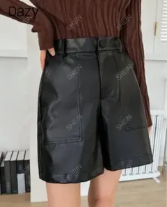 Dazy 黒 合成皮革 ハーフパンツ ハイウエスト M SHEIN