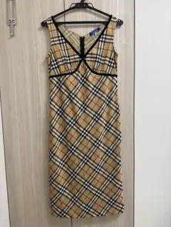 バーバリーブルーレーベル　ノースリーブワンピース　ベロア　38 M ベージュ