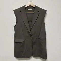 Loungedress ノースリーブ テーラードベスト ブラウン Fのサムネイル