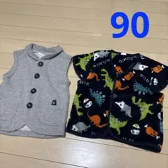 こども用　恐竜柄スリーパー　クマ柄ベスト　セット