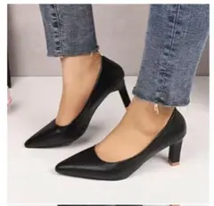 ブラックポインテッドトゥハイヒール22cm