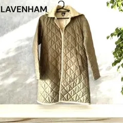 LAVENHAM カーキ オリーブグリーン　キルティングコート　襟とフード付き