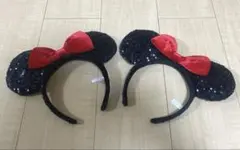 ミニーマウス　スパンコール　カチューシャ　2個セット
