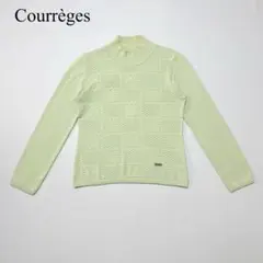 Courrèges クレージュ 長袖ハイネックニット 緑 綿 立体編み　40のサムネイル